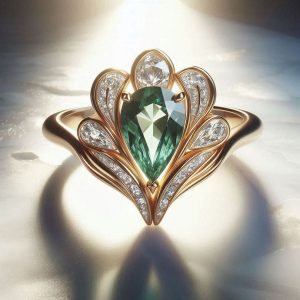Emerald Heart Crown Ring