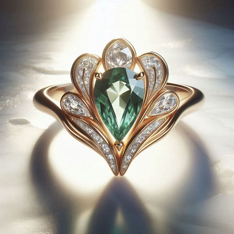 Emerald Heart Crown Ring